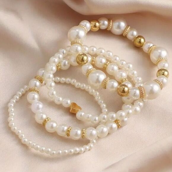 4 piece stretch bracelet pearls - Picture 2 of 10